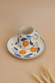 Nurture India Italian Lemon Leafy Ceramic Plate Cup
