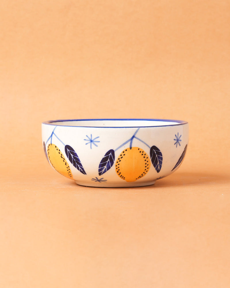 Nurture India Lemon Leafy Ceramic Small Bowls