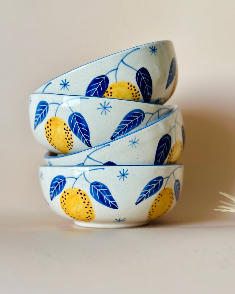Nurture India Lemon Leafy Ceramic Small Bowls