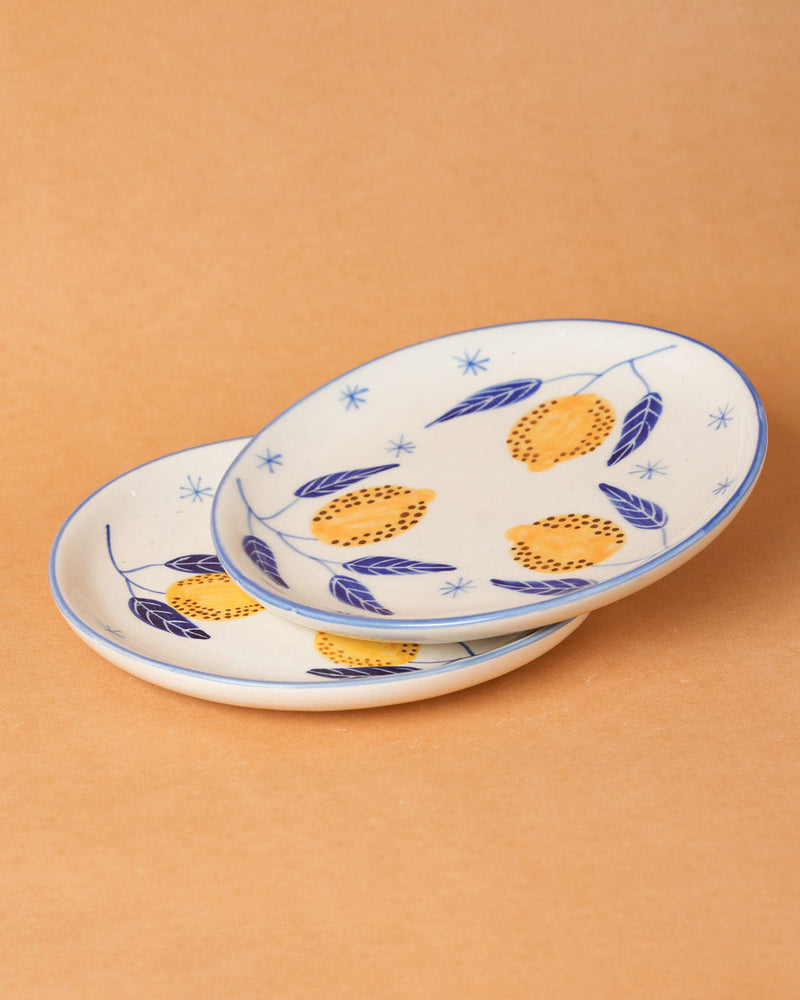 Nurture India Italian Lemon Leafy Plate Sets 7-Inch