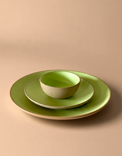 Nurture India Lime Green Dinner Matte 3-Piece Set