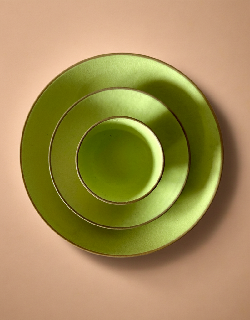 Nurture India Lime Green Dinner Matte 3-Piece Set