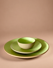 Nurture India Lime Green Dinner Matte 3-Piece Set
