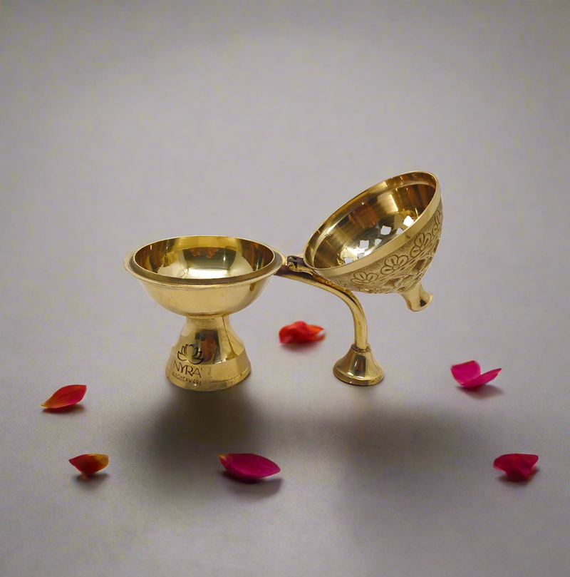 Pure Brass Loban Diya with Handle – Kitchen Utensil