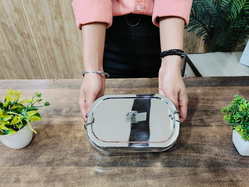 Stainless Steel Rectangle Lunch Box with 1 Small Box – Kitchen Utensil