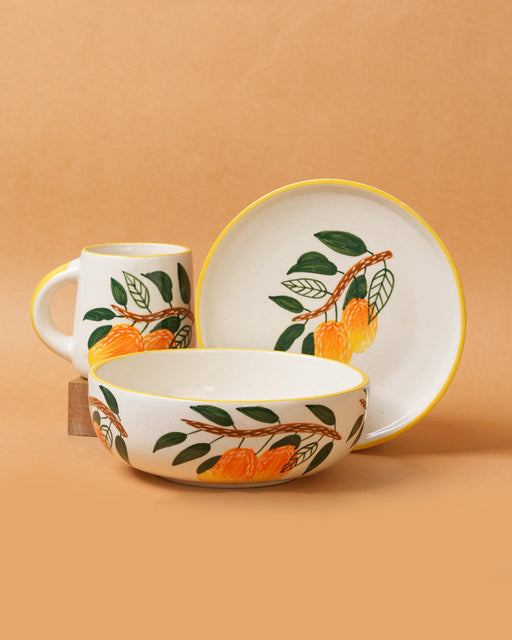 Nurture India Mango Ceramic Breakfast 3-Piece Set