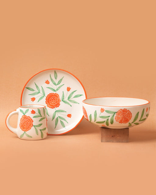 Nurture India Marigold Ceramic Breakfast 3-Piece Set