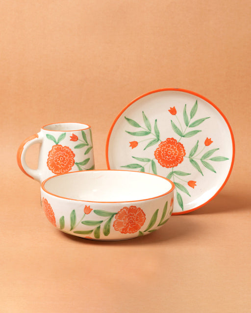 Nurture India Marigold Ceramic Breakfast 3-Piece Set