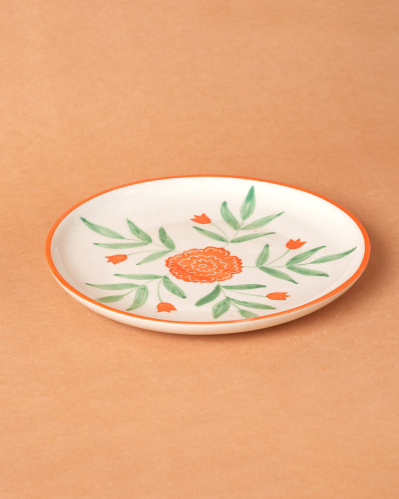 Nurture India Marigold Ceramic Snack Plate 7-Inch