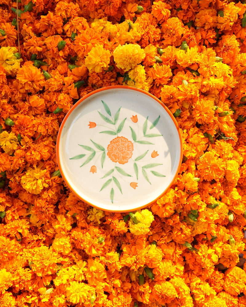 Nurture India Marigold Ceramic Snack Plate 8-Inch