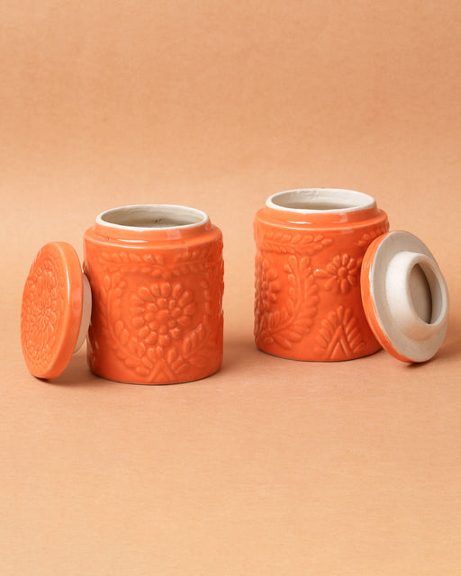 Nurture India Marigold Ceramic Snack Jars Dry Use Only