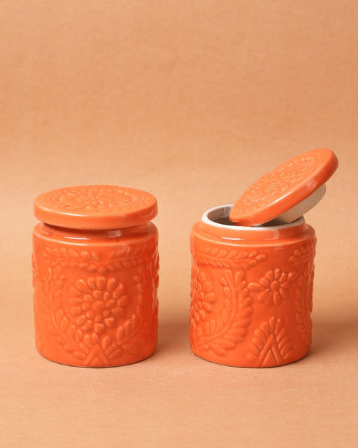 Nurture India Marigold Ceramic Snack Jars Dry Use Only