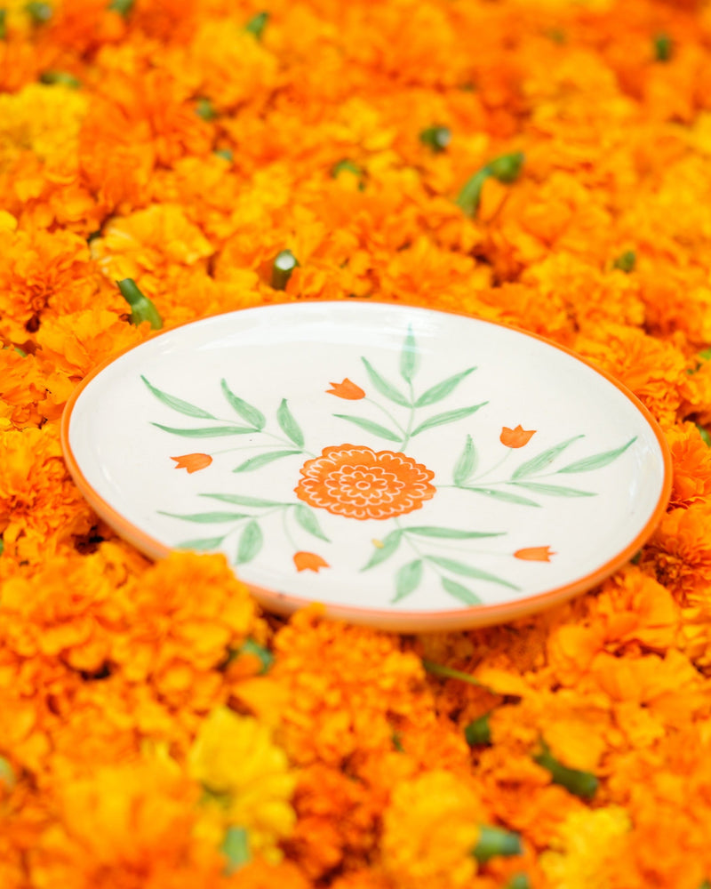 Nurture India Marigold Ceramic Snack Plate 7-Inch