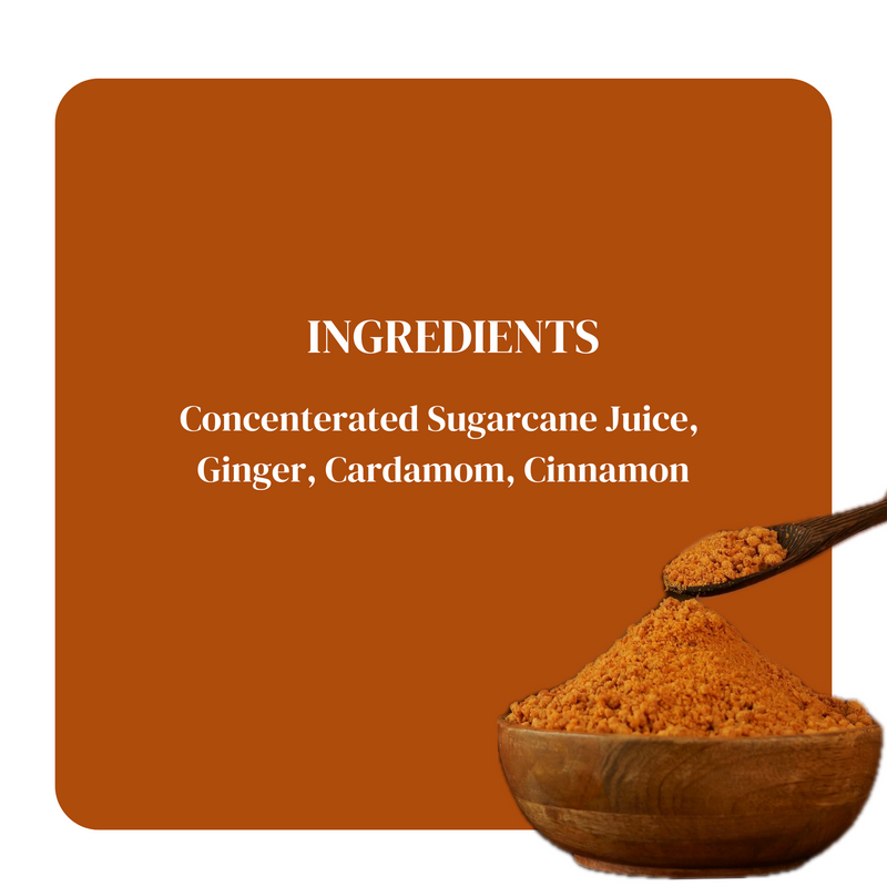 Gudworld Masala Chai Jaggery Powder – Spiced Tea Sweetener (10.58 oz)
