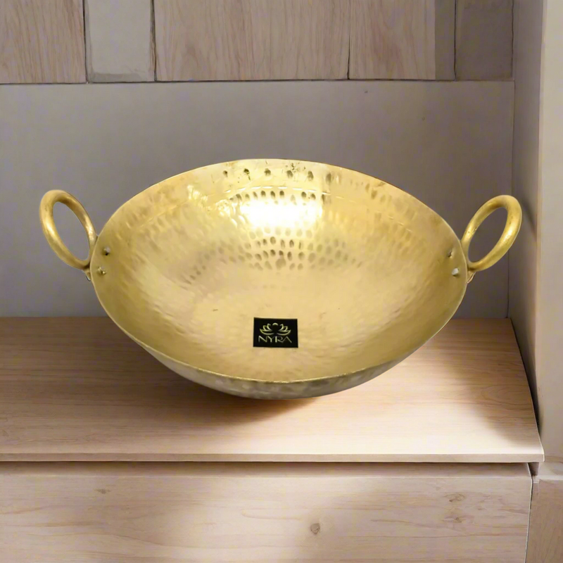 Traditional Brass Hammered Kadhai/Wok – Cooking Wok