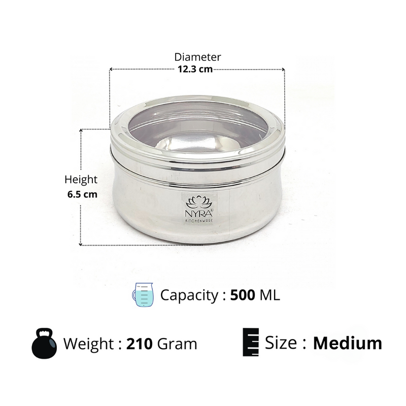 Stainless Steel Belly Box with Transparent Lid – Storage Container