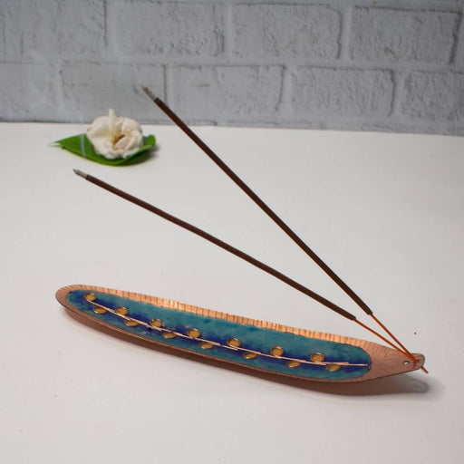 Meenakari Incense stick holder (Copper Enamel) - oval – Incense Stick Holder