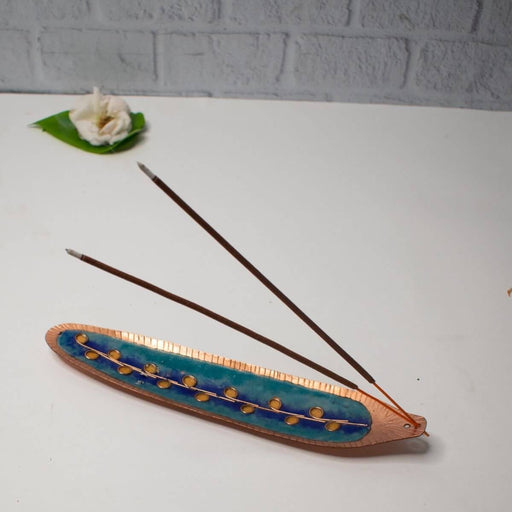 Meenakari Incense stick holder (Copper Enamel) - oval – Incense Stick Holder