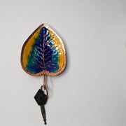 Meenakari Key holder (Copper Enamel) - leaf pattern – Wall Key Holder