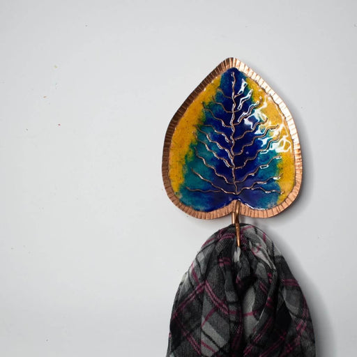 Meenakari Key holder (Copper Enamel) - leaf pattern – Wall Key Holder
