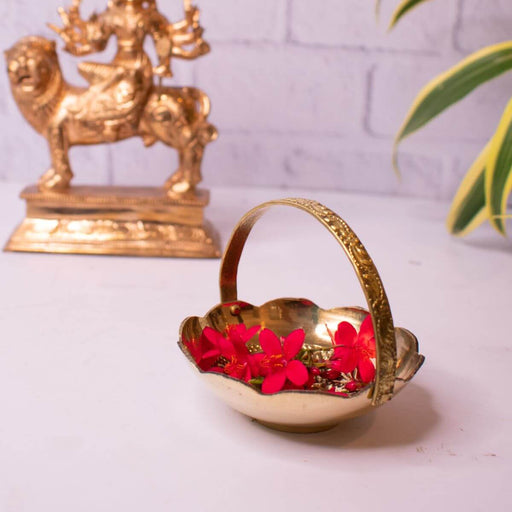 Miniature Brass Pooja Basket (Set Of 5) – Brass Ritual Offering Basket