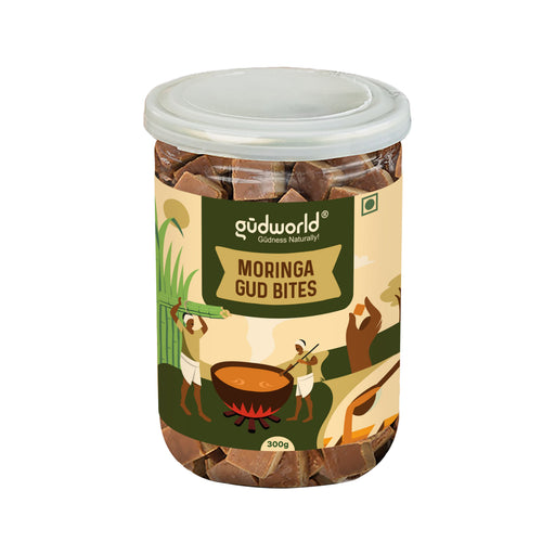 Gudworld Moringa Jaggery Bites – Superfood Cane Sugar Candy (10.58 oz)