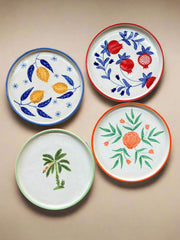 Nurture India Color Ceramic Snack Plate Combo 8-Inch 4-Piece Set