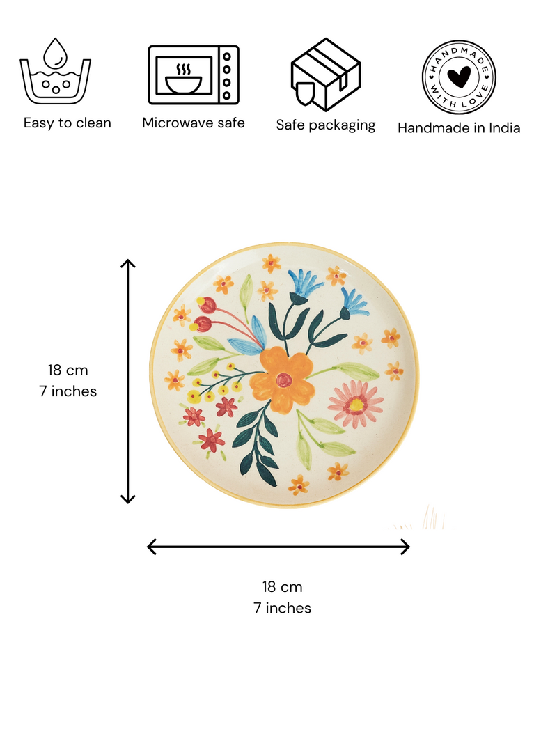 Nurture India Floral Extravaganza Ceramic Plate Sets 7-Inch