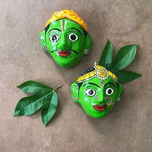 Nakashi painting : Wall Mask Green(Mask Work) – Decor Wall Mask