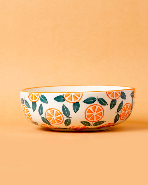 Nurture India Orange Leaf Ceramic Bowl Large Small