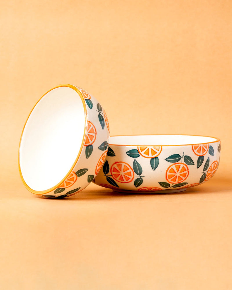 Nurture India Orange Ceramic Bowl Large