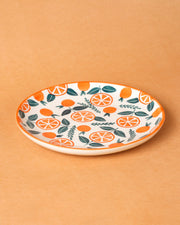 Nurture India Orange Ceramic Plate Sets 7-Inch