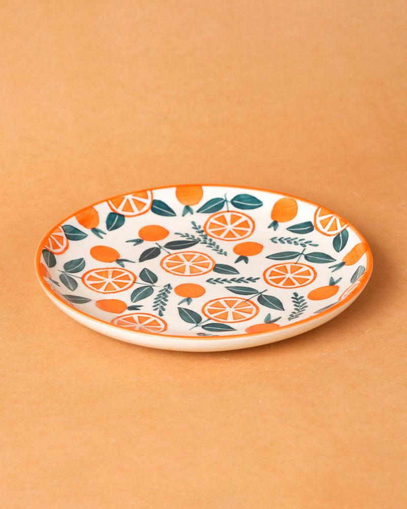 Nurture India Orange Ceramic Plate Sets 7-Inch