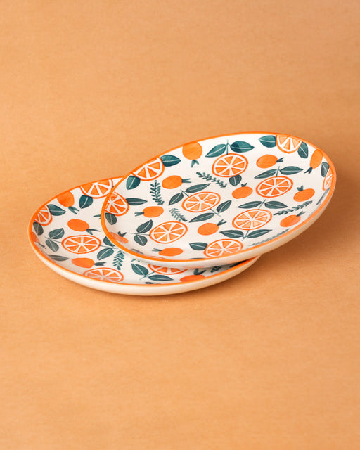 Nurture India Orange Ceramic Plate Sets 7-Inch