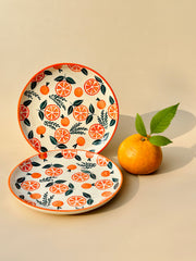 Nurture India Orange Ceramic Plate Sets 7-Inch