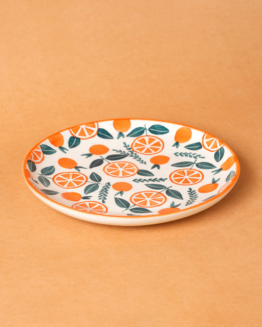 Nurture India Orange Ceramic Plate Sets 7-Inch