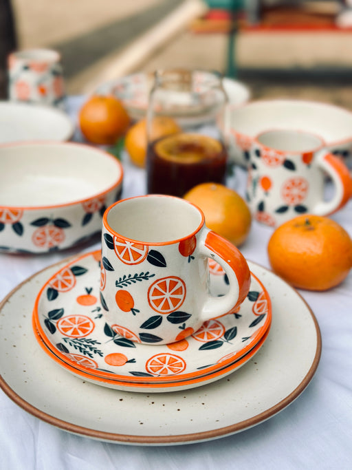 Nurture India Orange Ceramic Plate Cup