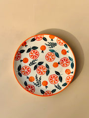 Nurture India Orange Ceramic Plate Cup