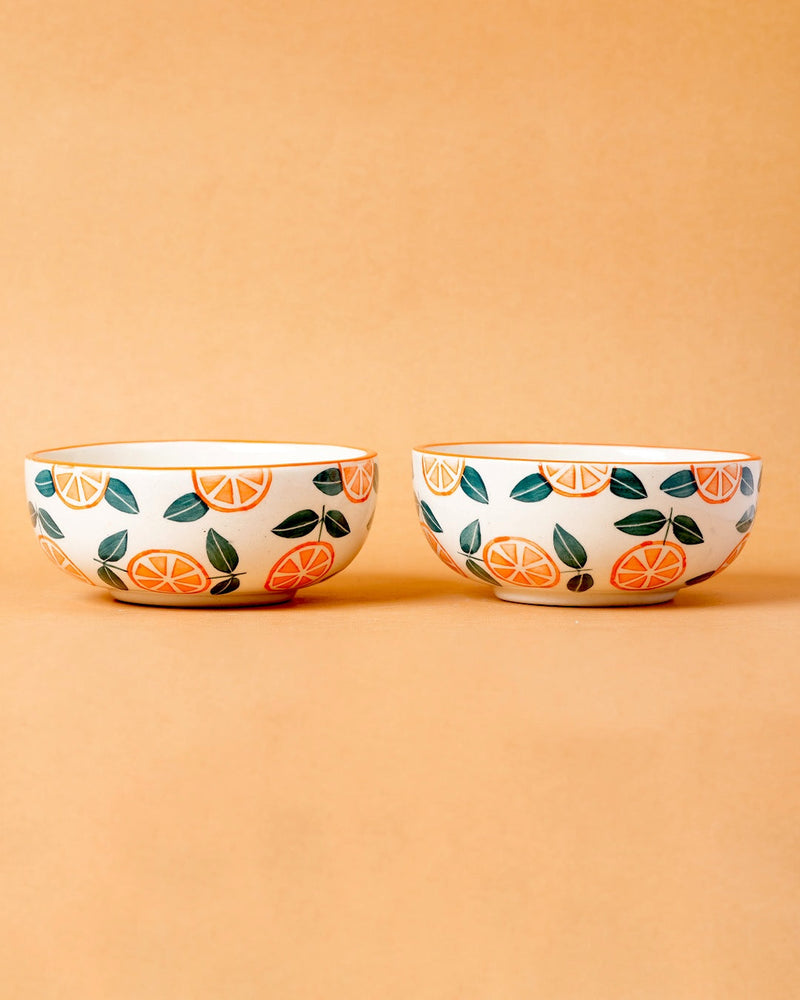 Nurture India Orange Ceramic Small Bowls 10-oz