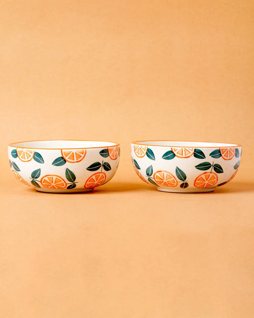 Nurture India Orange Ceramic Small Bowls 10-oz
