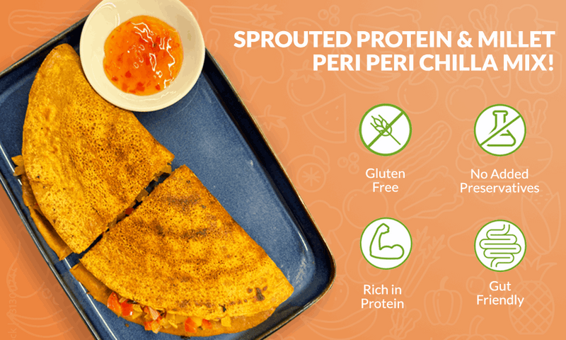 Natible Sprouted Protein and Sprouted Millet Chilla Mix Variety Pack- Peri Peri Flavor – Savory Indian Pancake Mix (7.05 oz)