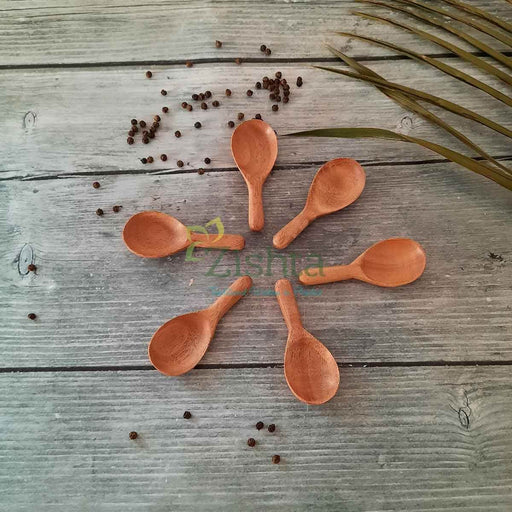 Neem Wood Broad Spoons: Set of 6 – Wooden Serving Spoon