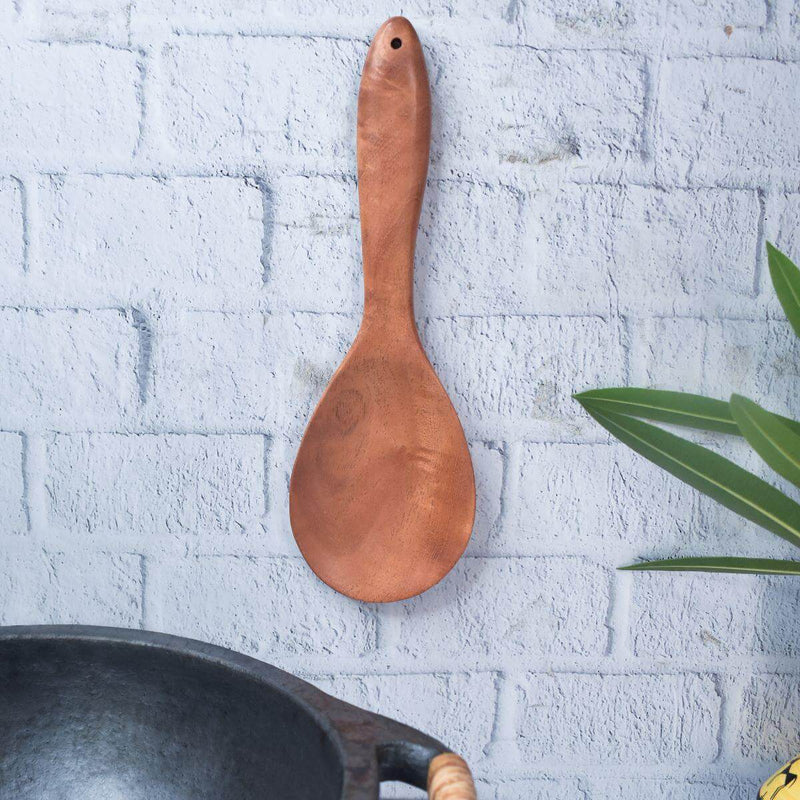 Neem Wood Ladle-Rice Ladle (Round) – Serving Ladle