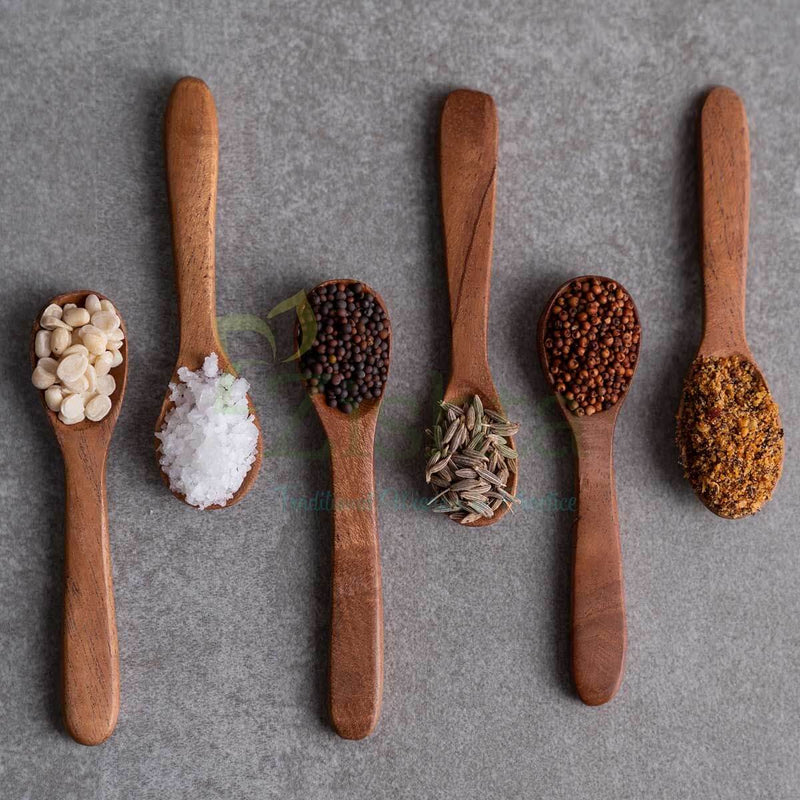 Neem Wood Masala Spoons: Set of 6 – Kitchen Tool