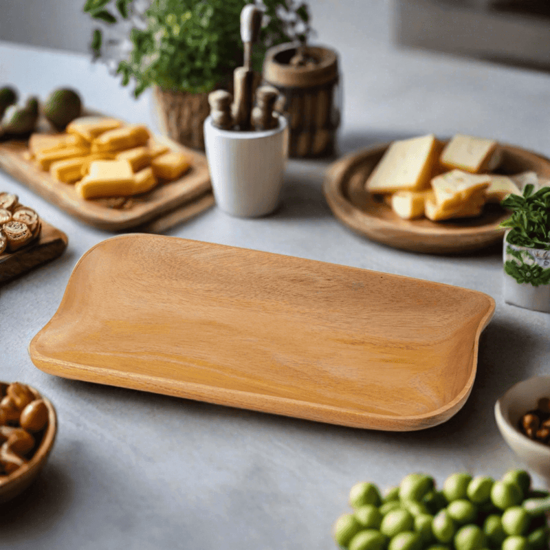 Neem Wood Rectangle Platter – Utensil