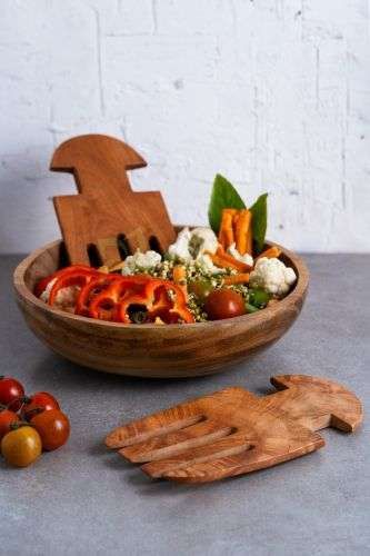 Neem Wood Salad Mixer (Set of 2) – Kitchen Utensil