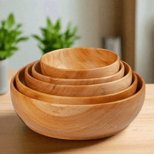 Neem Wood Serving Bowl – Natural Neem Wood Salad Bowl