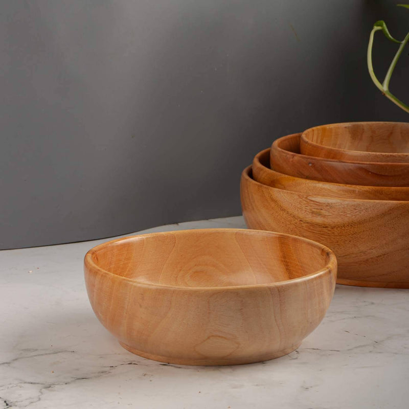 Neem Wood Serving Bowl – Natural Neem Wood Salad Bowl