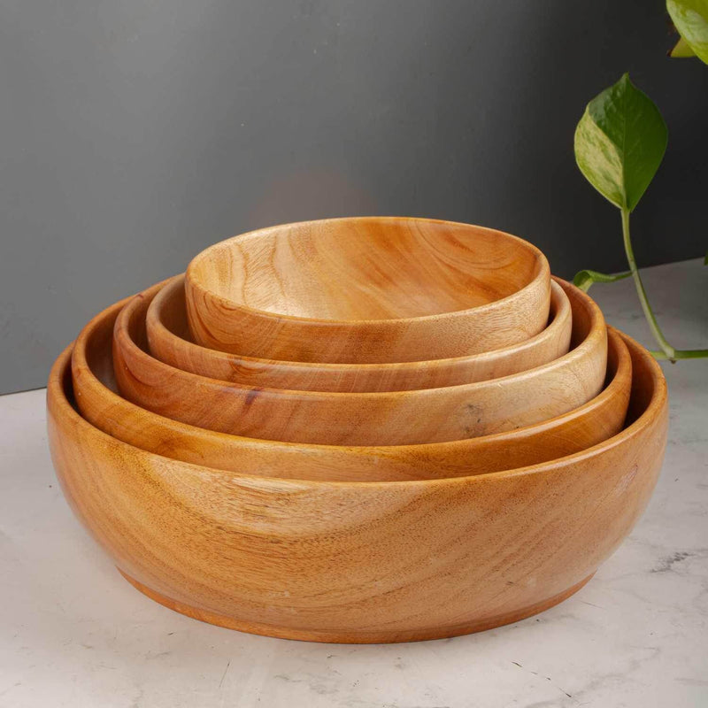 Neem Wood Serving Bowl – Natural Neem Wood Salad Bowl