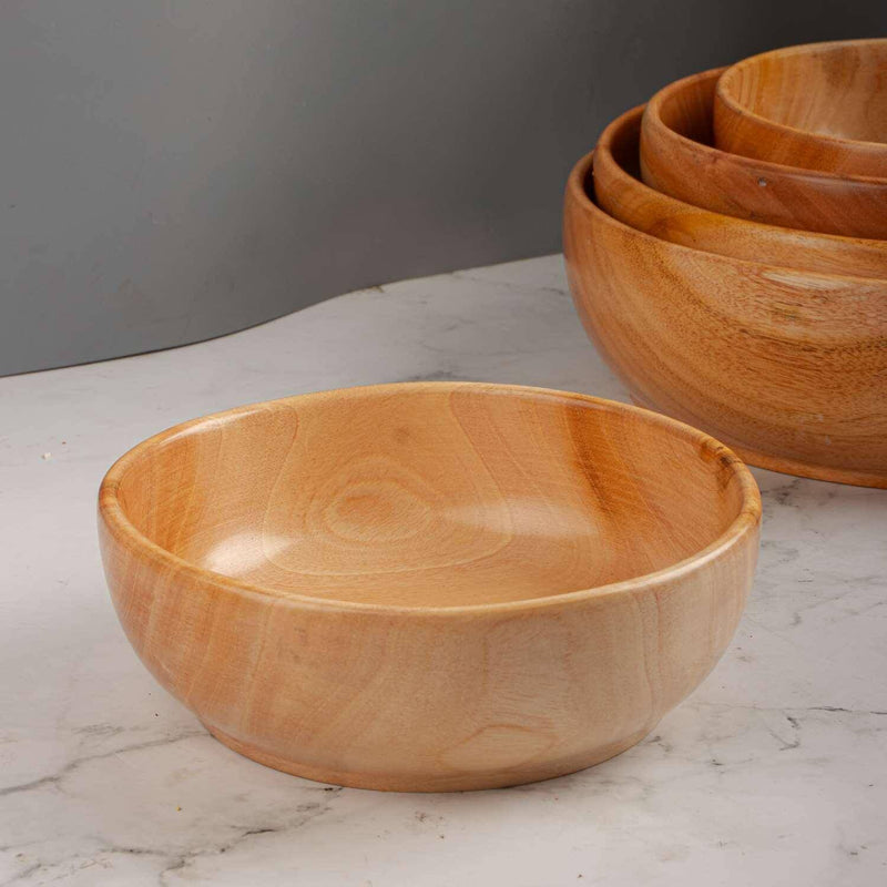 Neem Wood Serving Bowl – Natural Neem Wood Salad Bowl